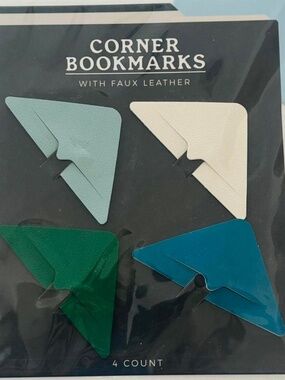 Corner Page Bookmarks in Faux Leather - Set of 4
